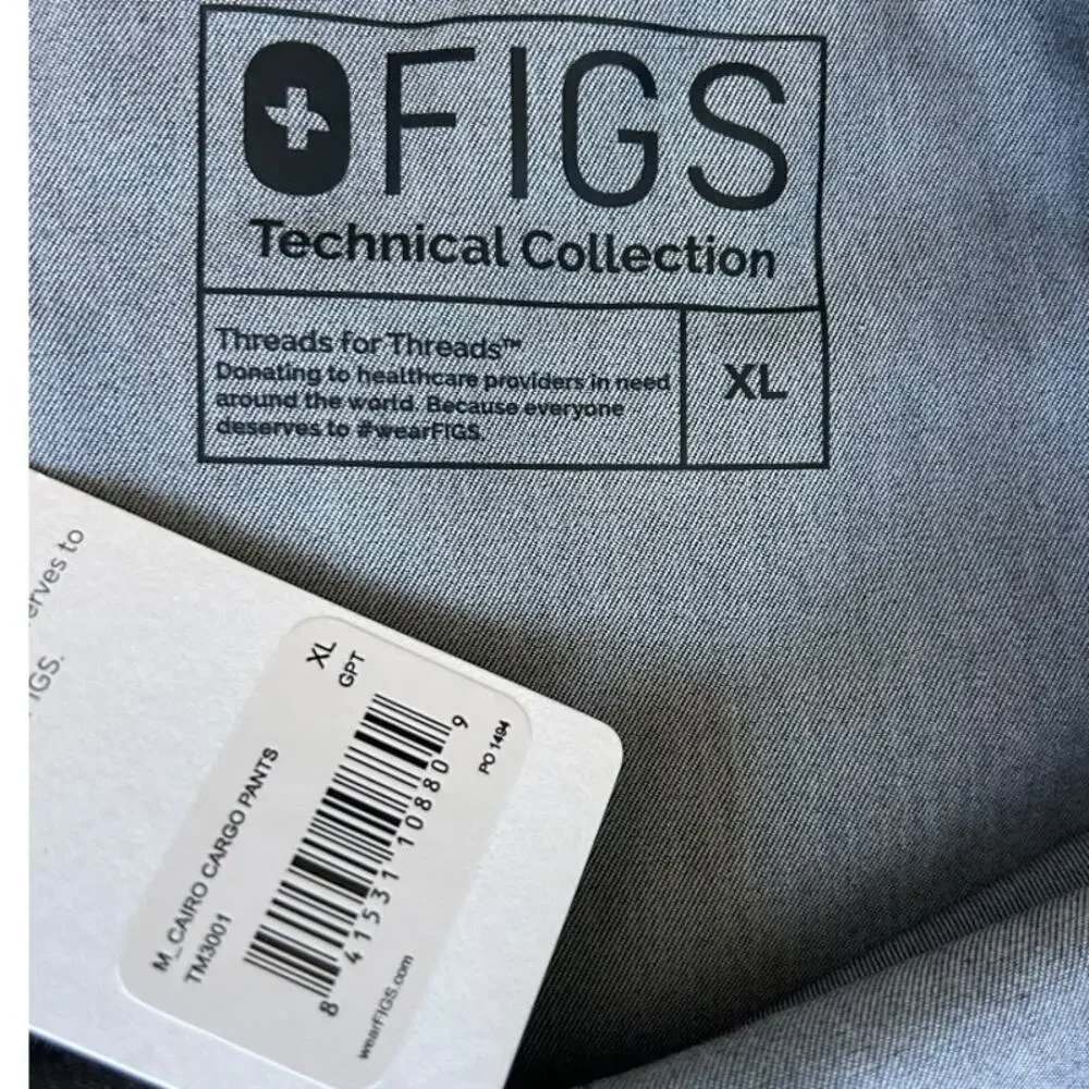 NWT Figs Men’s Graphite Cairo 9 Pocket Cargo Scrub Pants Size XL